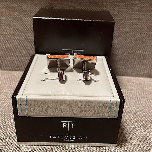 R|T by Robert Tateossian Cufflinks. Python Brown & Orange stainless Steel - NIB - Picture 13 of 16